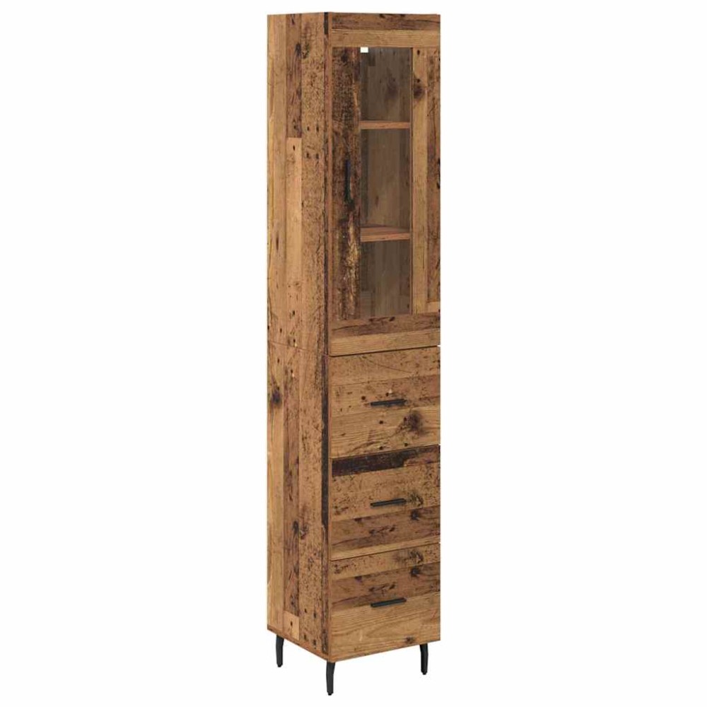 vidaXL Highboard Παλιό Ξύλο 34,5 x 34 x 180 εκ. Επεξεργασμένο Ξύλο