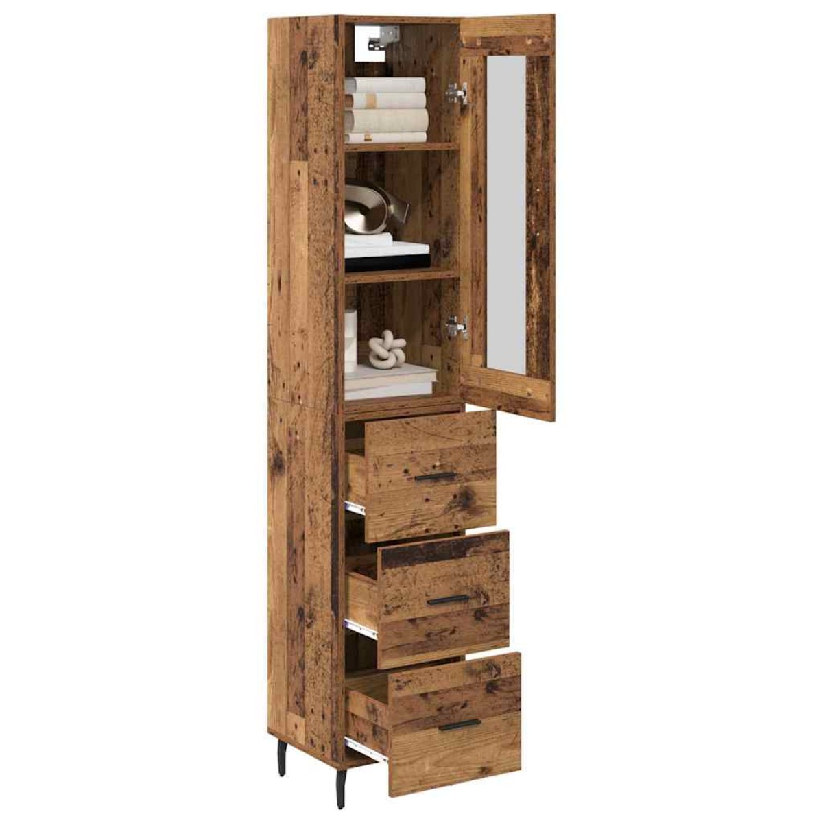 vidaXL Highboard Παλιό Ξύλο 34,5 x 34 x 180 εκ. Επεξεργασμένο Ξύλο