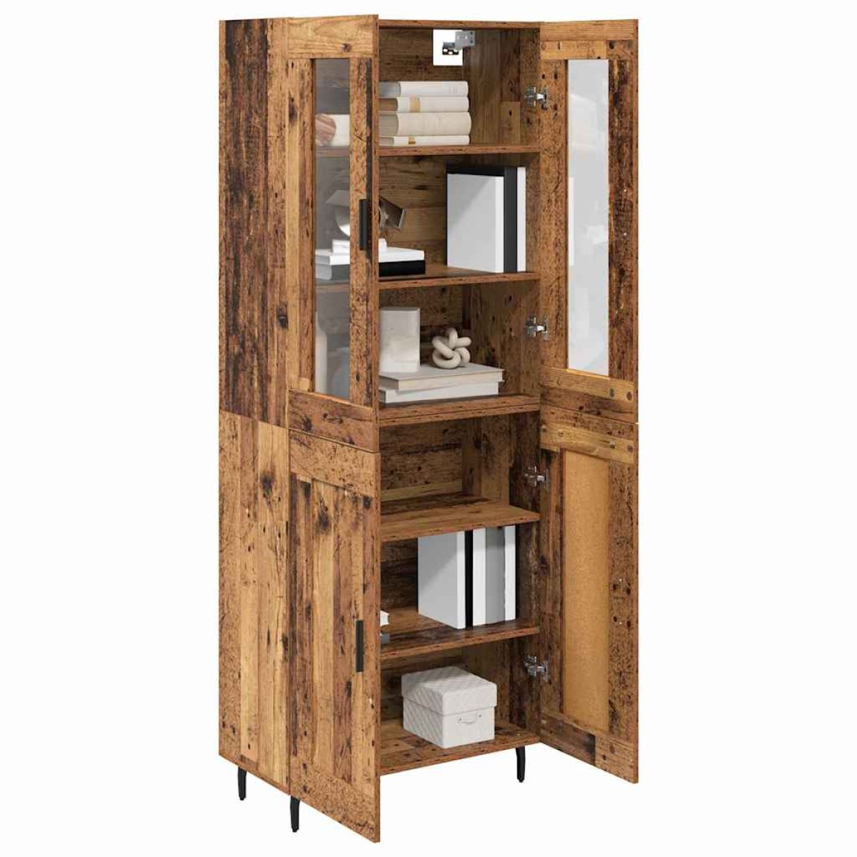vidaXL Highboard 2 τμχ. Παλιό Ξύλο 69,5 x 34 x 180 εκ.