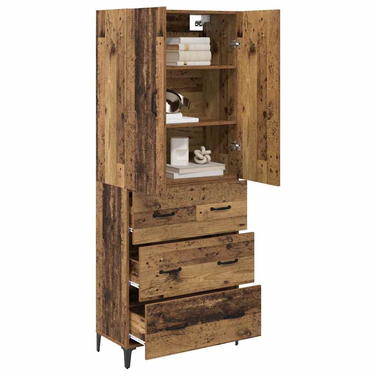 vidaXL Highboard Παλιό Ξύλο 69,5 x 34 x 180 εκ. Επεξεργασμένο Ξύλο
