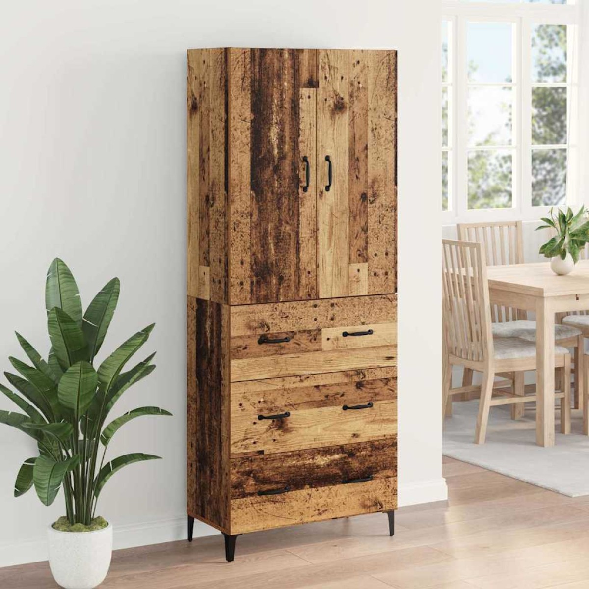 vidaXL Highboard Παλιό Ξύλο 69,5 x 34 x 180 εκ. Επεξεργασμένο Ξύλο