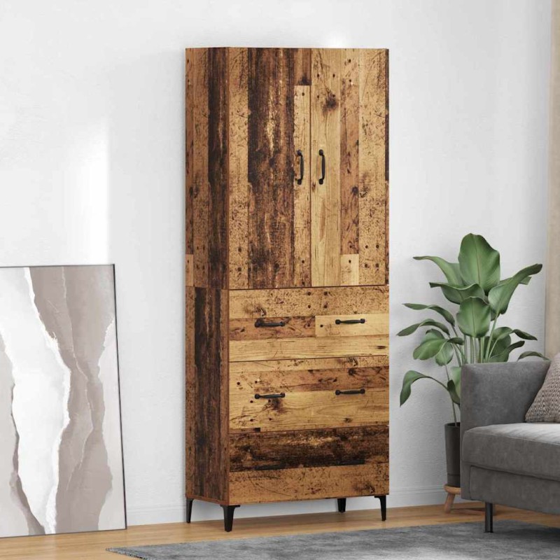 vidaXL Highboard Παλιό Ξύλο 69,5 x 34 x 180 εκ. Επεξεργασμένο Ξύλο