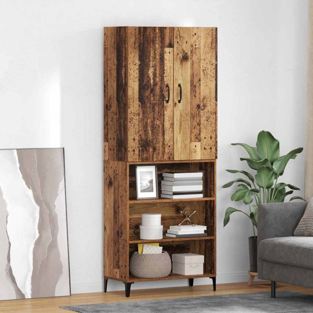 vidaXL Highboard Παλιό Ξύλο 69,5 x 34 x 180 εκ. Επεξεργασμένο Ξύλο
