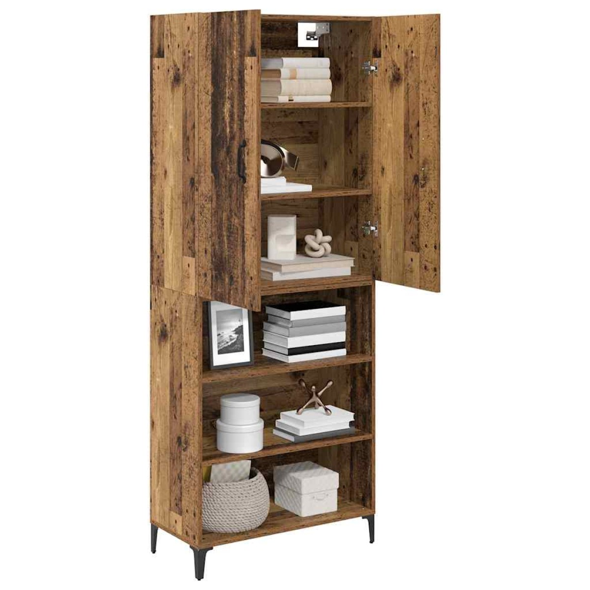 vidaXL Highboard Παλιό Ξύλο 69,5 x 34 x 180 εκ. Επεξεργασμένο Ξύλο