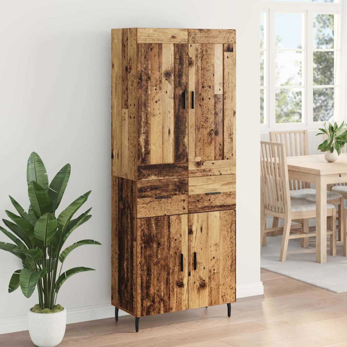 vidaXL Highboard 2 τμχ. Παλιό ξύλο 69,5 x 34 x 180 εκ.