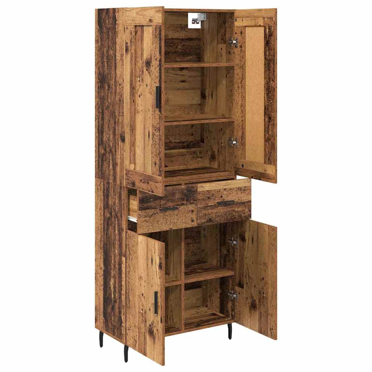 vidaXL Highboard 2 τμχ. Παλιό ξύλο 69,5 x 34 x 180 εκ.