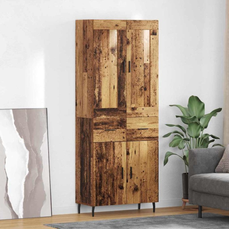 vidaXL Highboard 2 τμχ. Παλιό ξύλο 69,5 x 34 x 180 εκ.