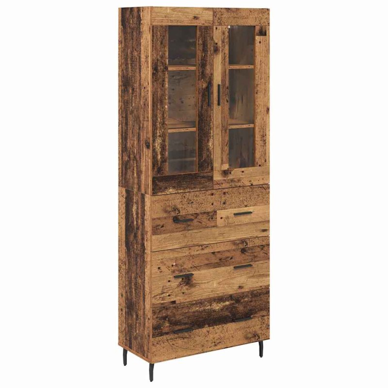 vidaXL Highboard 2 τμχ. Παλιό Ξύλο 69,5 x 34 x 180 εκ.