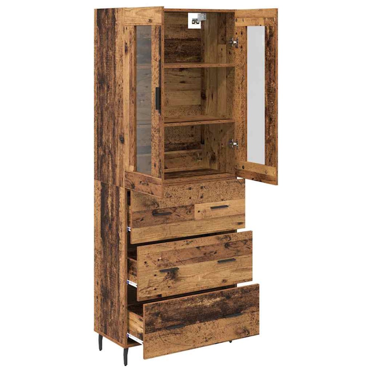 vidaXL Highboard 2 τμχ. Παλιό Ξύλο 69,5 x 34 x 180 εκ.