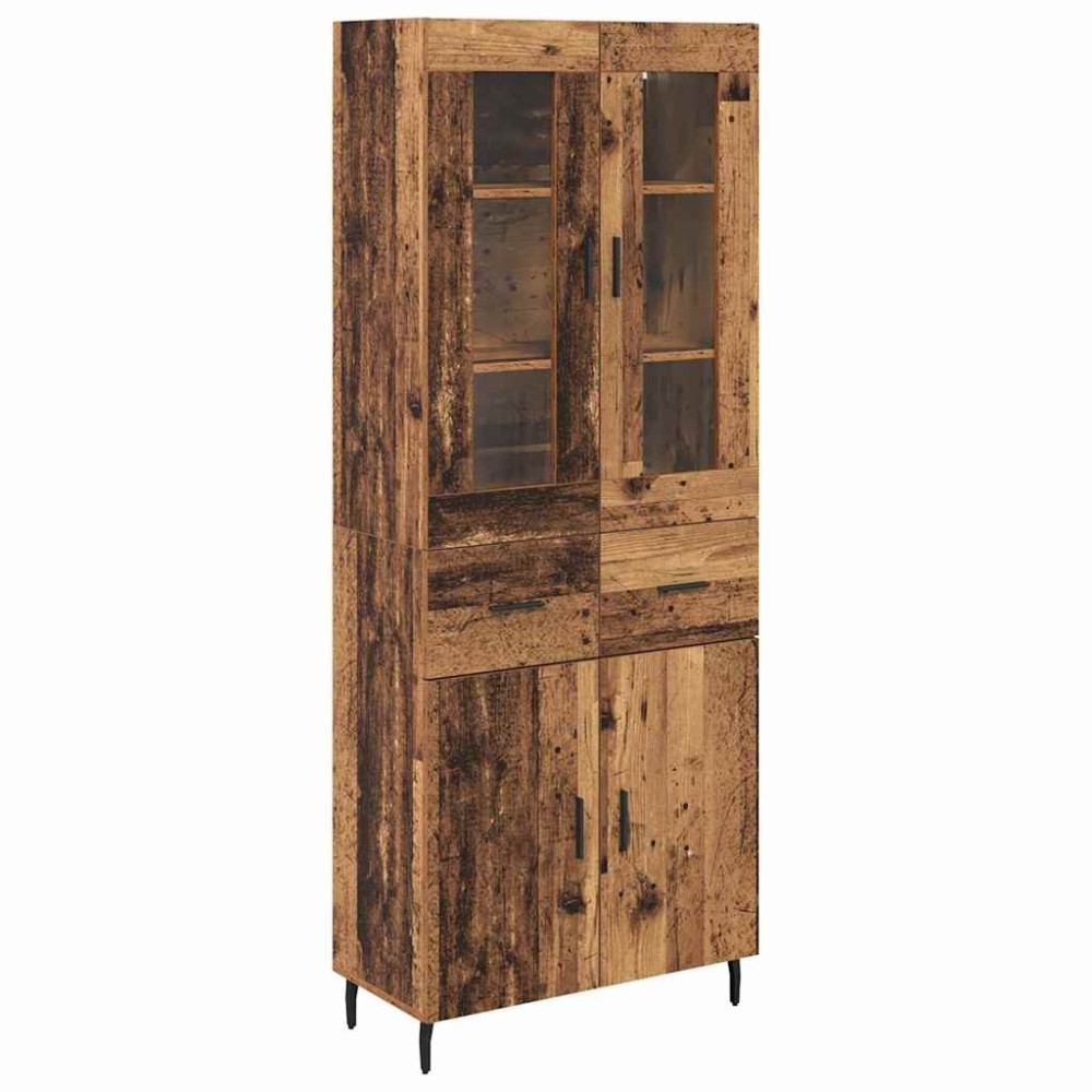 vidaXL Highboard 2 τμχ. Παλιό Ξύλο 69,5 x 34 x 180 εκ.