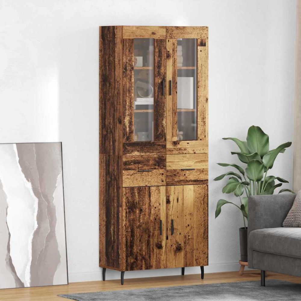 vidaXL Highboard 2 τμχ. Παλιό Ξύλο 69,5 x 34 x 180 εκ.