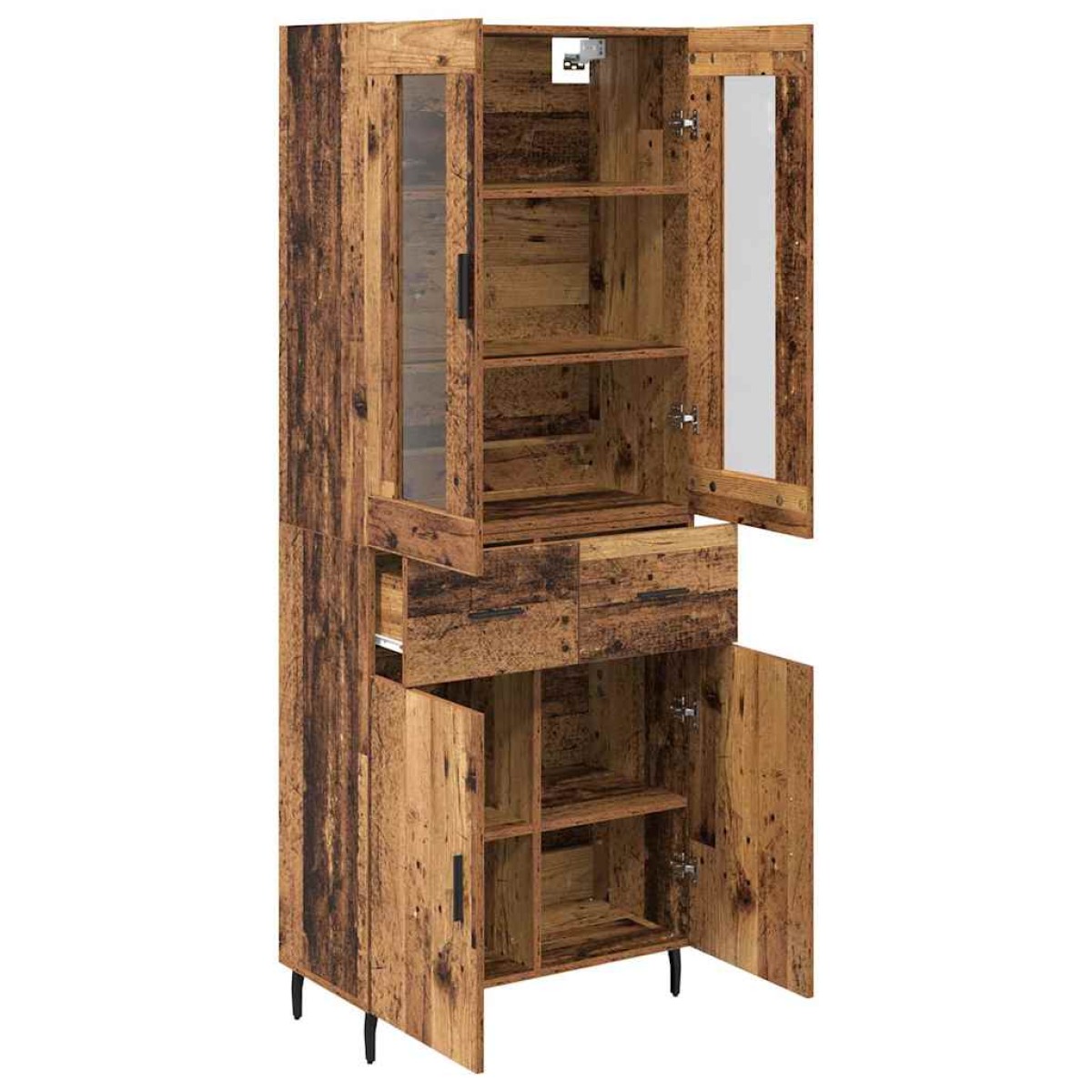 vidaXL Highboard 2 τμχ. Παλιό Ξύλο 69,5 x 34 x 180 εκ.