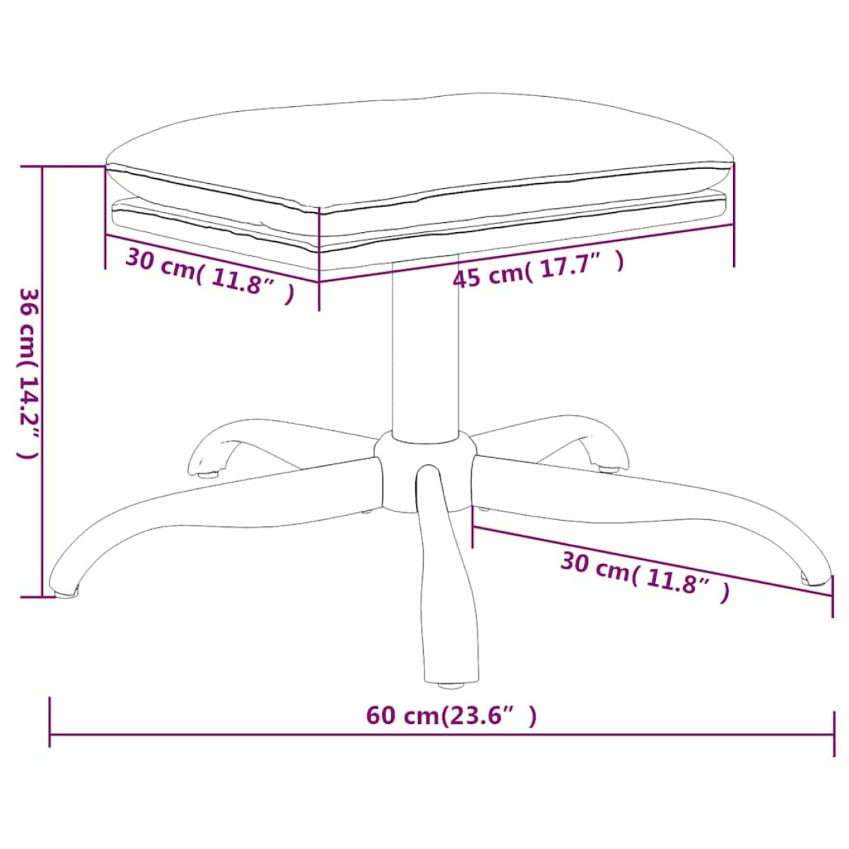 vidaXL Υποπόδιο Σκούρο Πράσινο 60x60x36 εκ. Βελούδινο