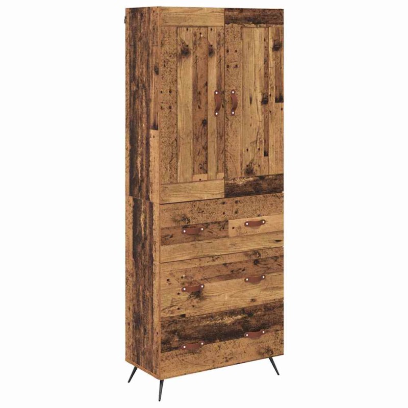 vidaXL Highboard Παλιό Ξύλο 69,5 x 34 x 180 εκ. Επεξεργασμένο Ξύλο
