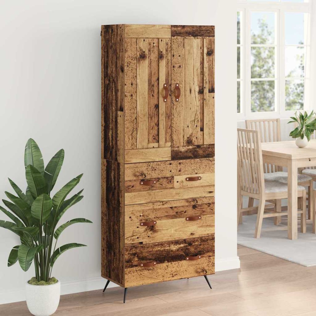 vidaXL Highboard Παλιό Ξύλο 69,5 x 34 x 180 εκ. Επεξεργασμένο Ξύλο