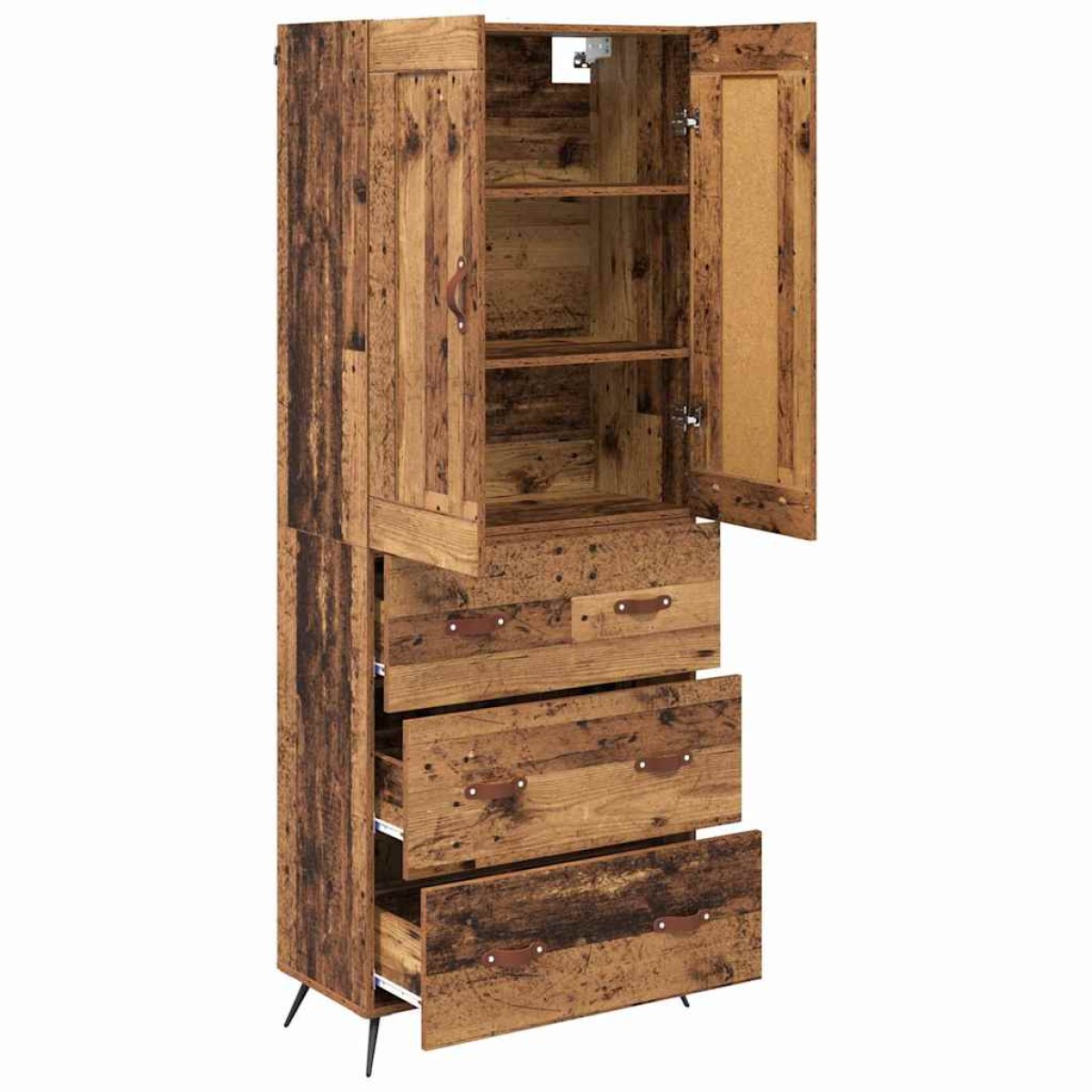 vidaXL Highboard Παλιό Ξύλο 69,5 x 34 x 180 εκ. Επεξεργασμένο Ξύλο