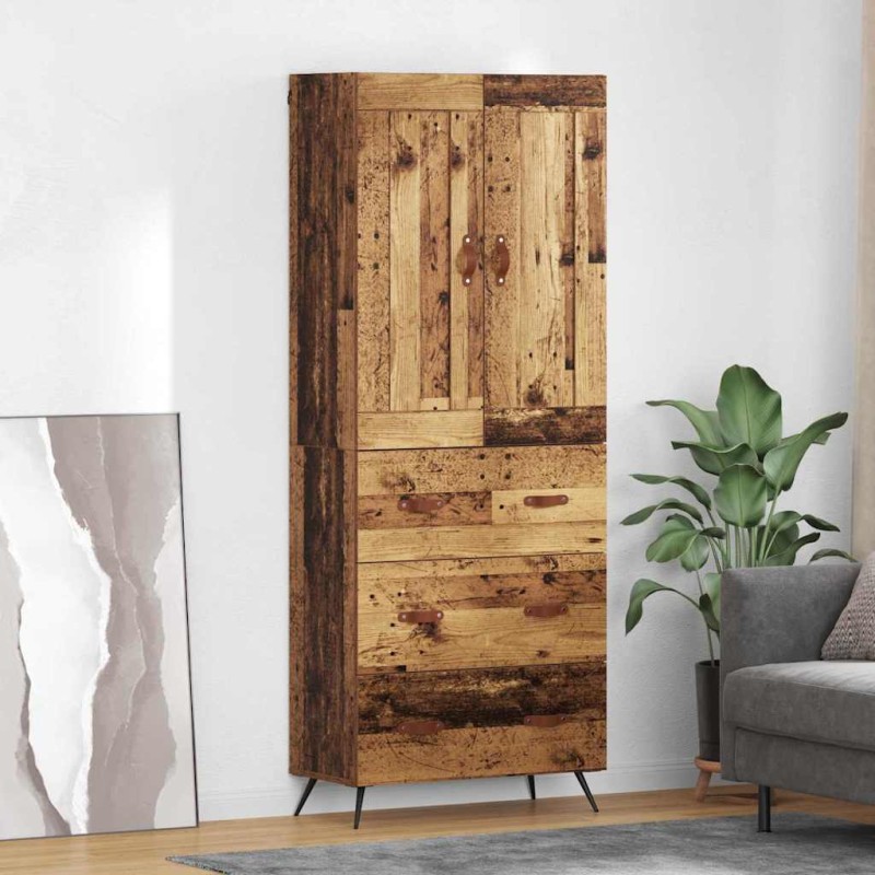 vidaXL Highboard Παλιό Ξύλο 69,5 x 34 x 180 εκ. Επεξεργασμένο Ξύλο