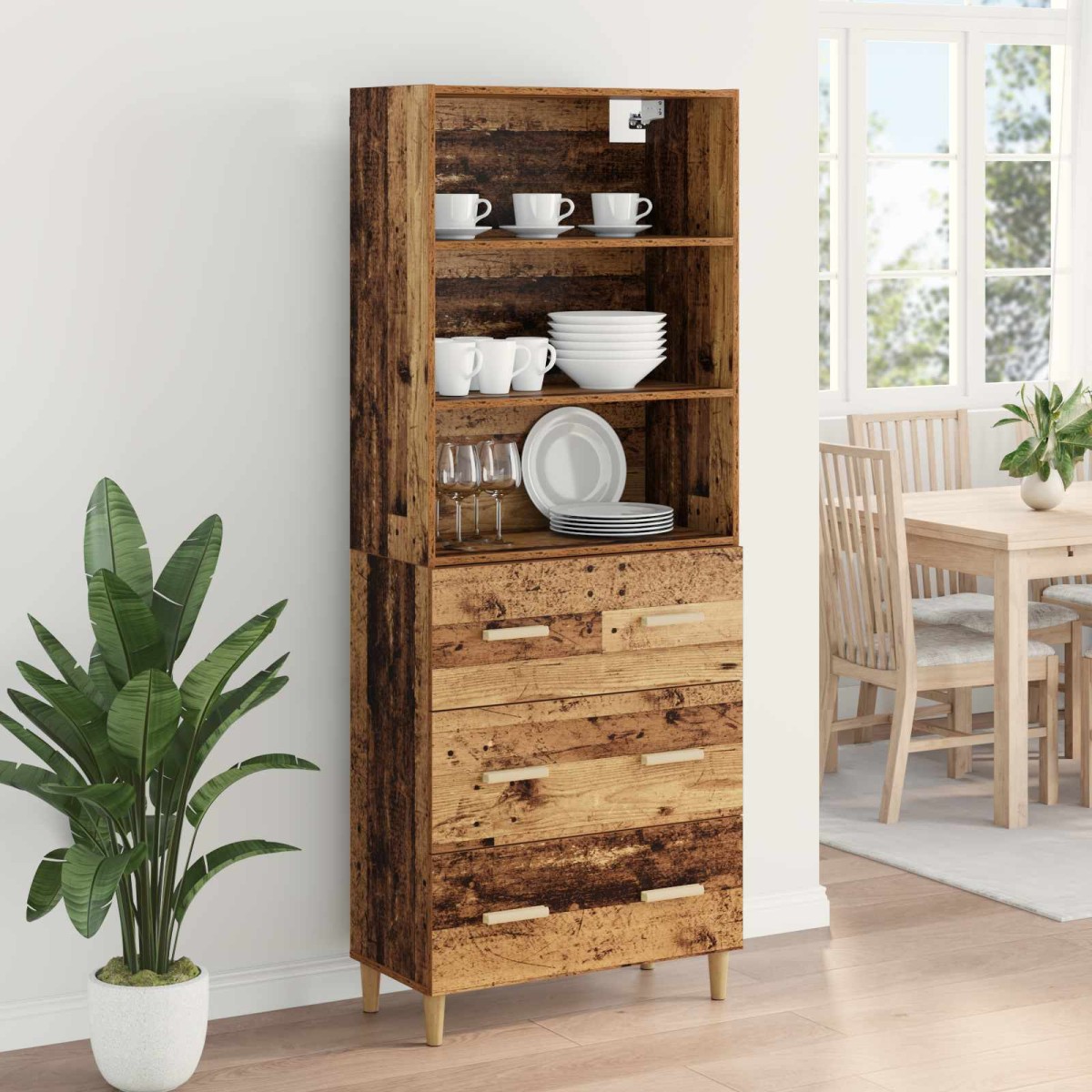 vidaXL Highboard Παλιό Ξύλο 69,5 x 32,5 x 180 εκ Επεξεργασμένο Ξύλο