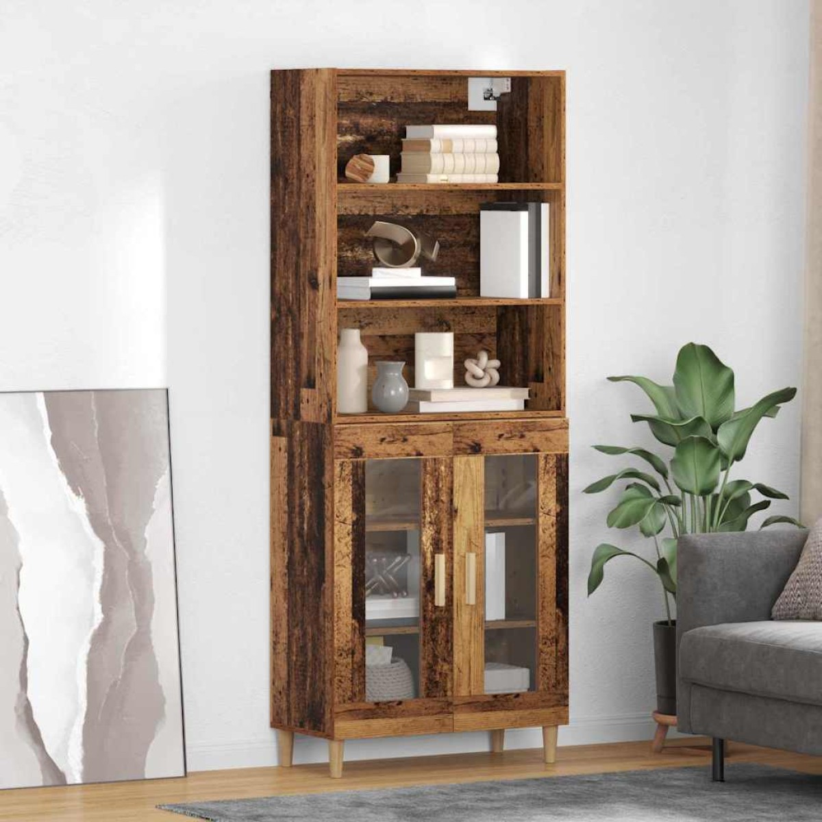 vidaXL Highboard Παλιό Ξύλο 69,5 x 32,5 x 180 εκ Επεξεργασμένο Ξύλο