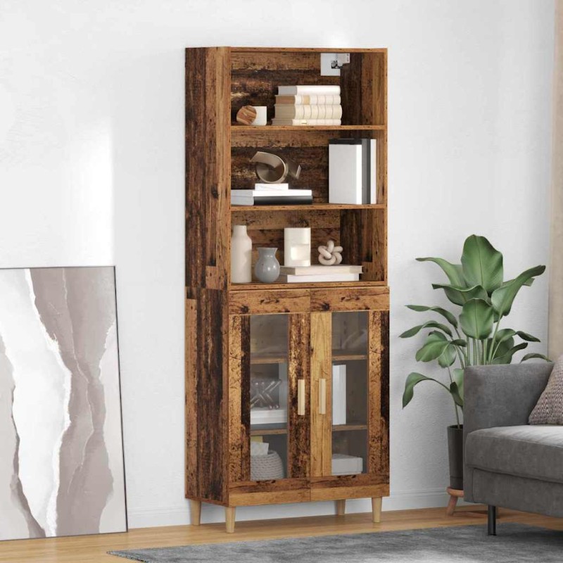 vidaXL Highboard Παλιό Ξύλο 69,5 x 32,5 x 180 εκ Επεξεργασμένο Ξύλο