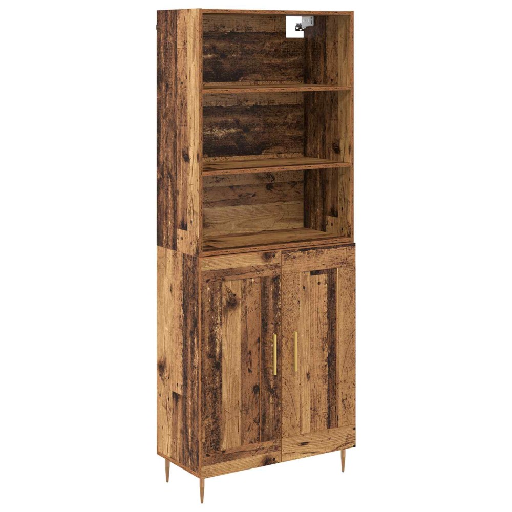 vidaXL Highboard Παλιό ξύλο 69,5 x 34 x 180 εκ. Επεξεργασμένο Ξύλο