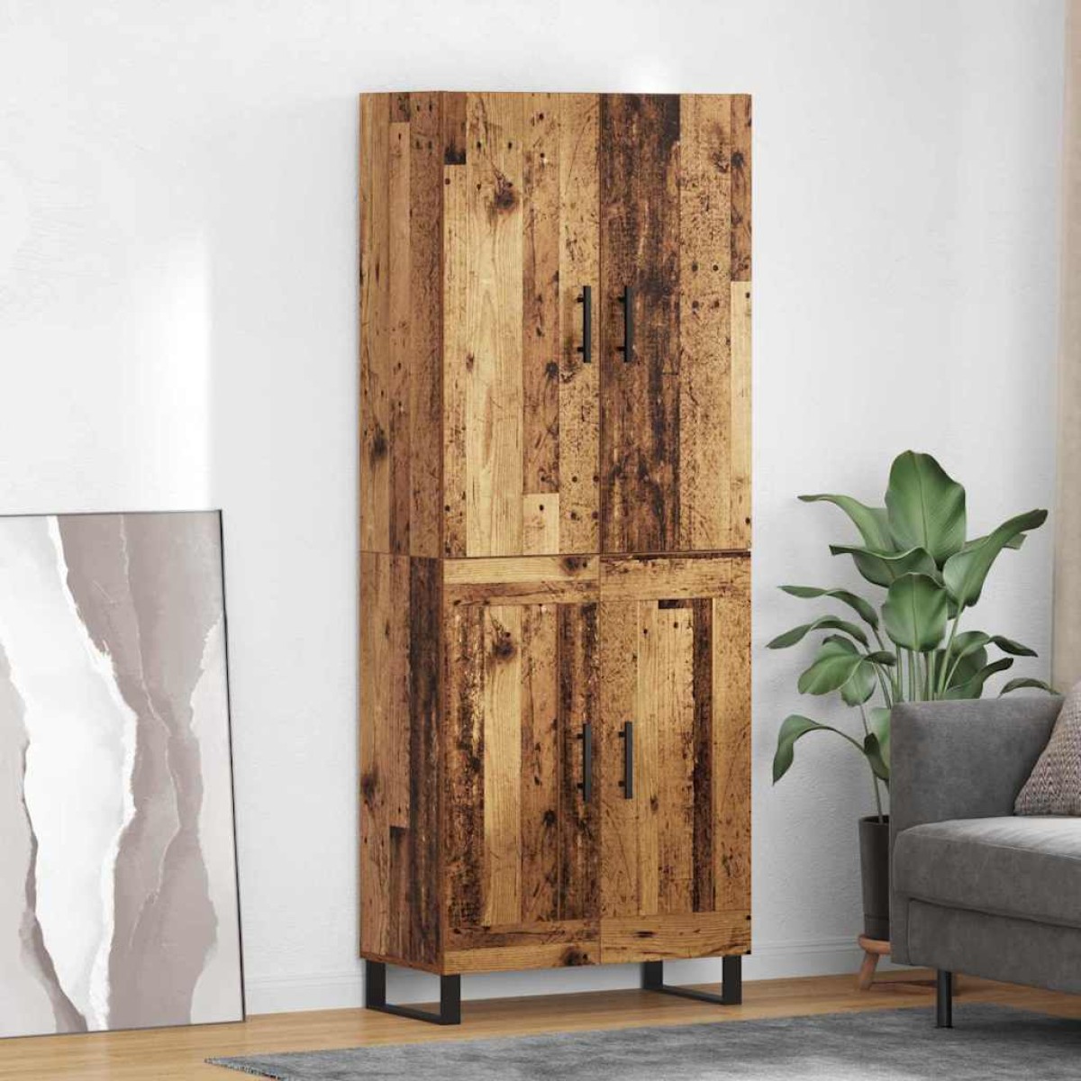 vidaXL Highboard 2 τμχ. Παλιό Ξύλο 69,5 x 34 x 180 εκ.
