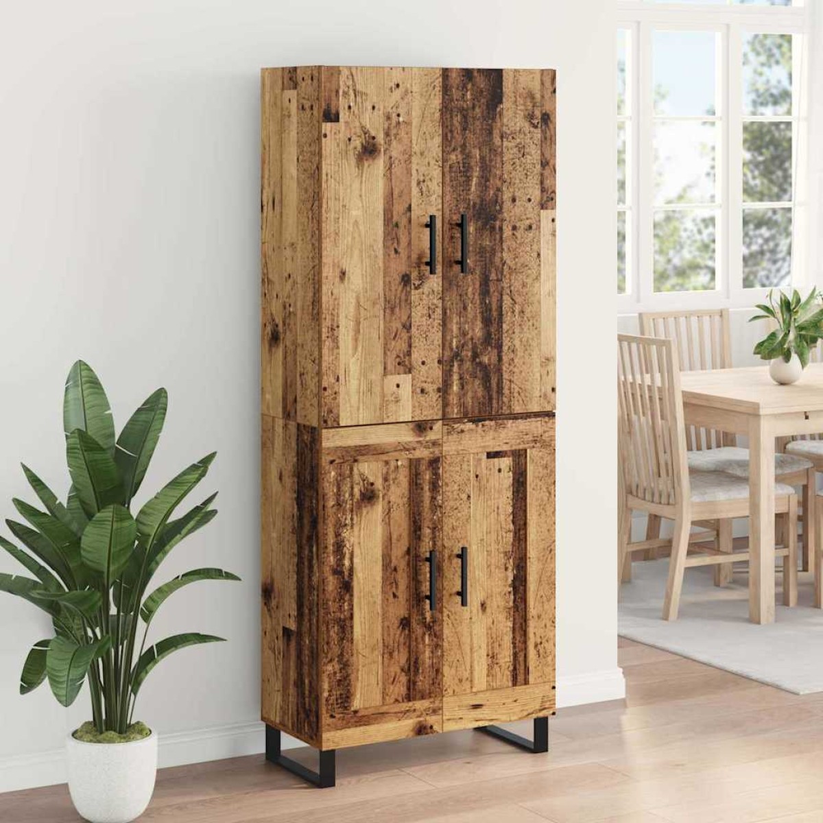 vidaXL Highboard 2 τμχ. Παλιό Ξύλο 69,5 x 34 x 180 εκ.