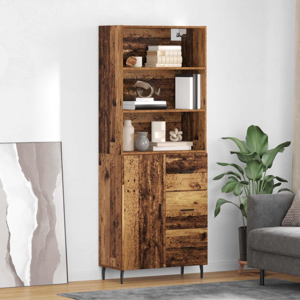 vidaXL Highboard 2 τμχ. Παλιό Ξύλο 69,5 x 32,5 x 180 εκ
