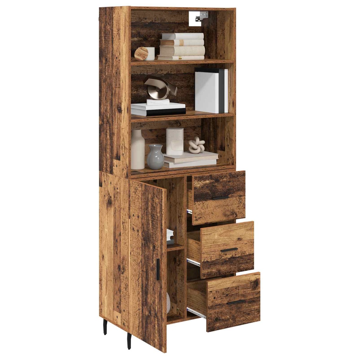 vidaXL Highboard 2 τμχ. Παλιό Ξύλο 69,5 x 32,5 x 180 εκ