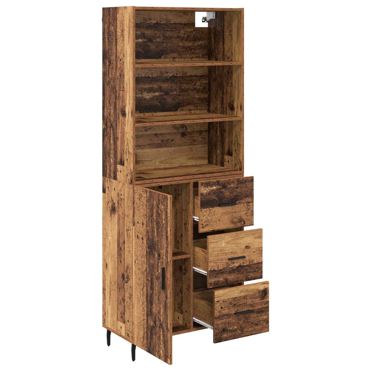 vidaXL Highboard 2 τμχ. Παλιό Ξύλο 69,5 x 32,5 x 180 εκ
