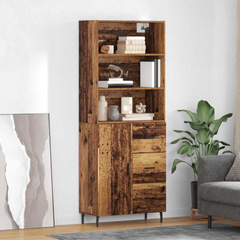 vidaXL Highboard 2 τμχ. Παλιό Ξύλο 69,5 x 32,5 x 180 εκ