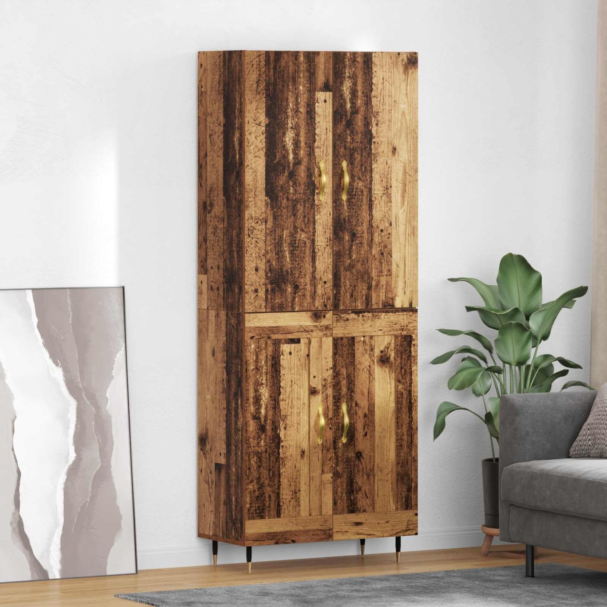 vidaXL Highboard Παλιό Ξύλο 69,5 x 34 x 180 εκ. Επεξεργασμένο Ξύλο