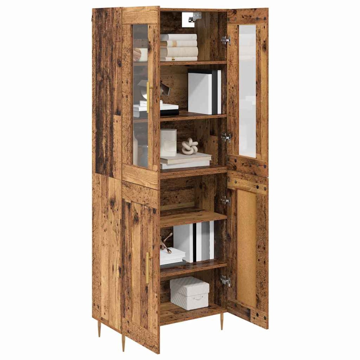 vidaXL Highboard 2 τμχ. Παλιό ξύλο 69,5 x 34 x 180 εκ.
