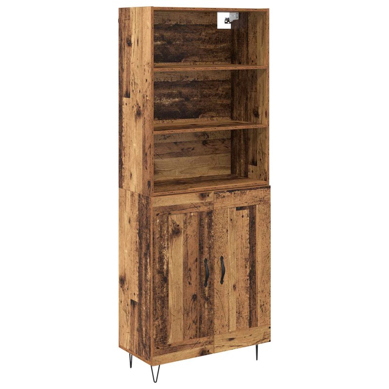 vidaXL Highboard 2 τμχ. Παλιό ξύλο 69,5 x 34 x 180 εκ.
