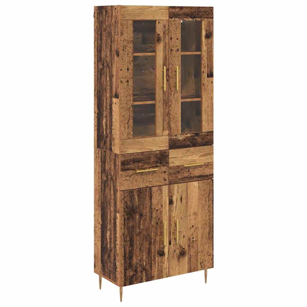 vidaXL Highboard 2 τμχ. Παλιό ξύλο 69,5 x 34 x 180 εκ.