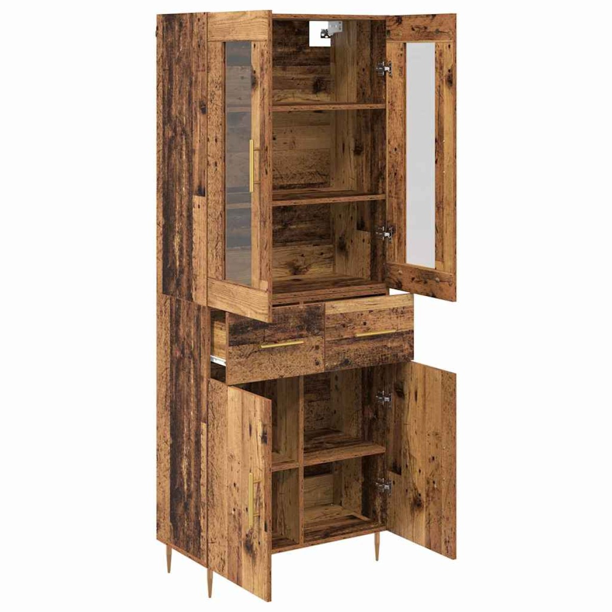 vidaXL Highboard 2 τμχ. Παλιό ξύλο 69,5 x 34 x 180 εκ.