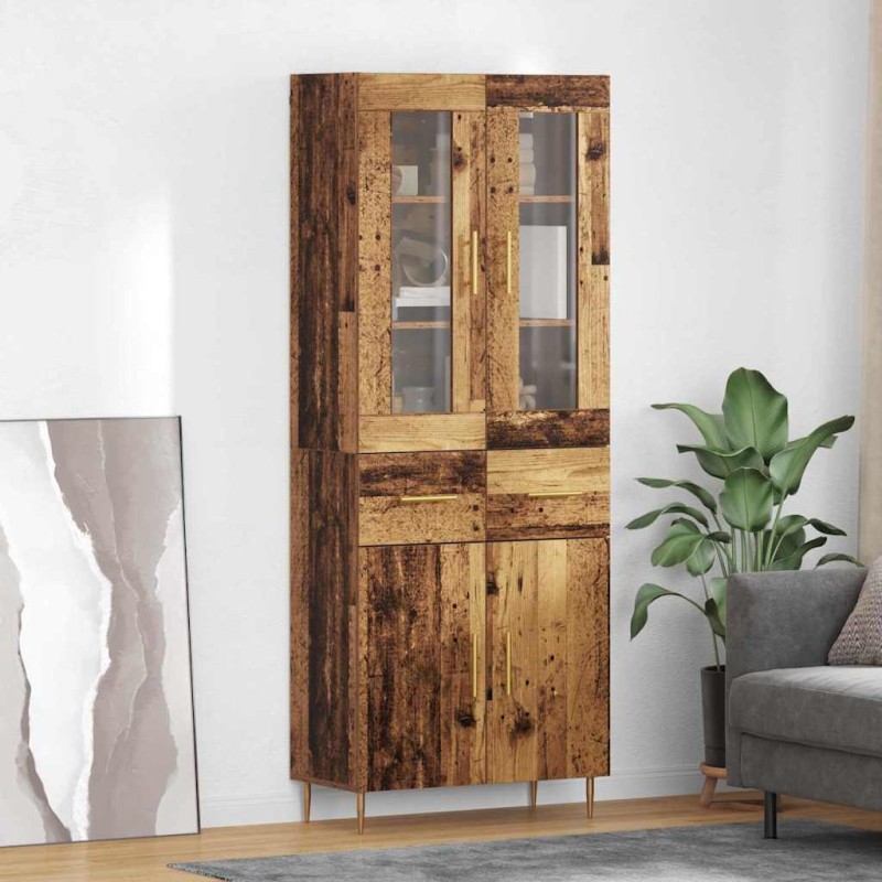 vidaXL Highboard 2 τμχ. Παλιό ξύλο 69,5 x 34 x 180 εκ.