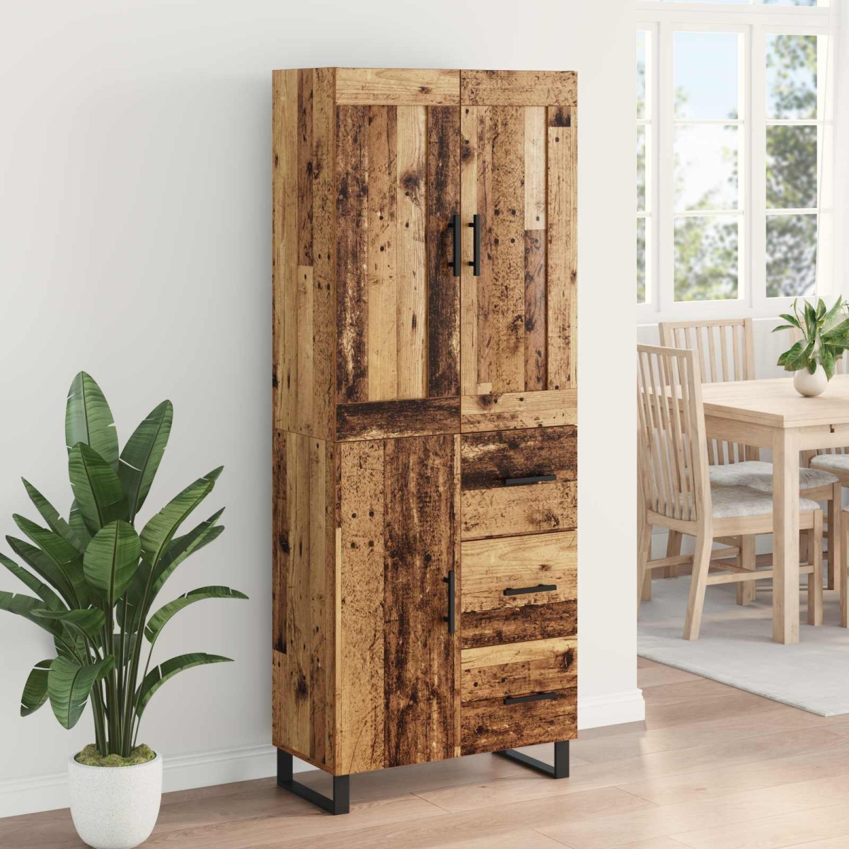 vidaXL Highboard 2 τμχ. Παλιό ξύλο 69,5 x 34 x 180 εκ.