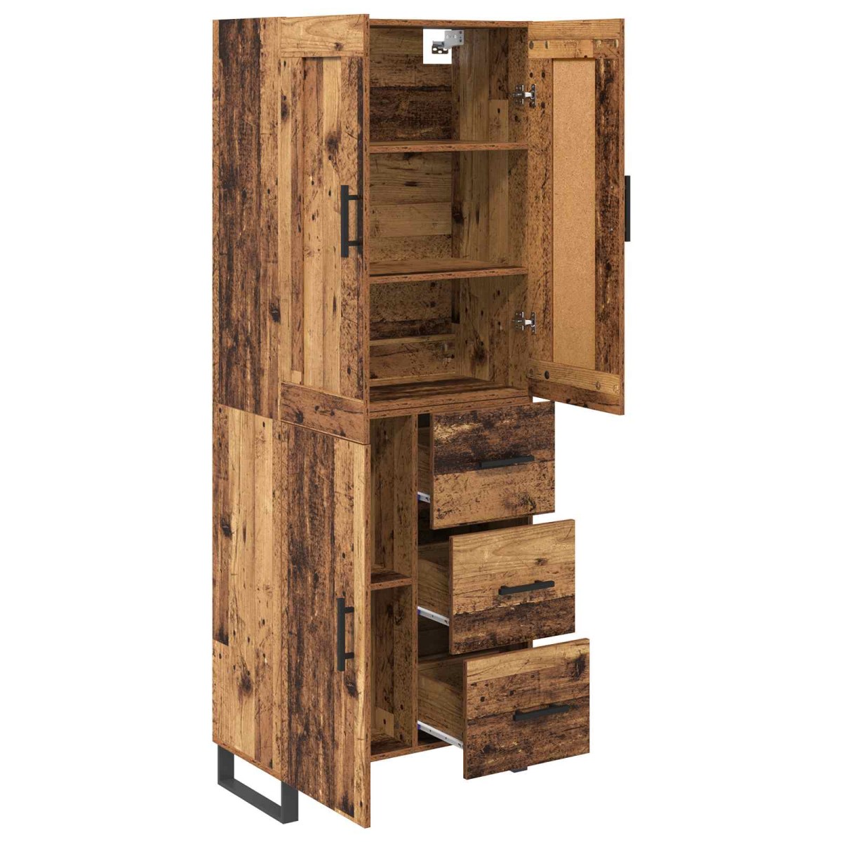 vidaXL Highboard 2 τμχ. Παλιό ξύλο 69,5 x 34 x 180 εκ.