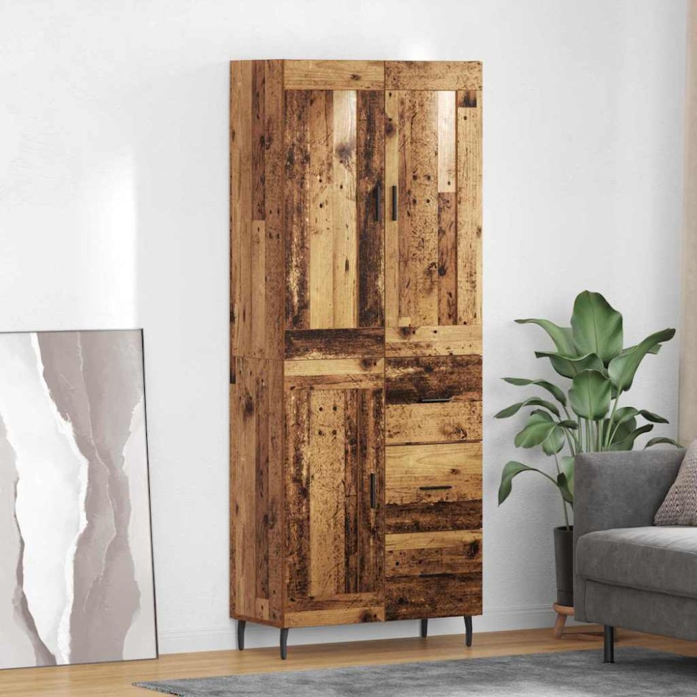 vidaXL Highboard 2 τμχ. Παλιό ξύλο 69,5 x 34 x 180 εκ.