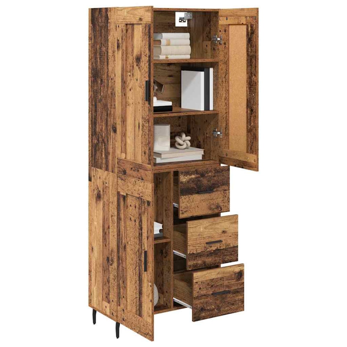 vidaXL Highboard 2 τμχ. Παλιό ξύλο 69,5 x 34 x 180 εκ.