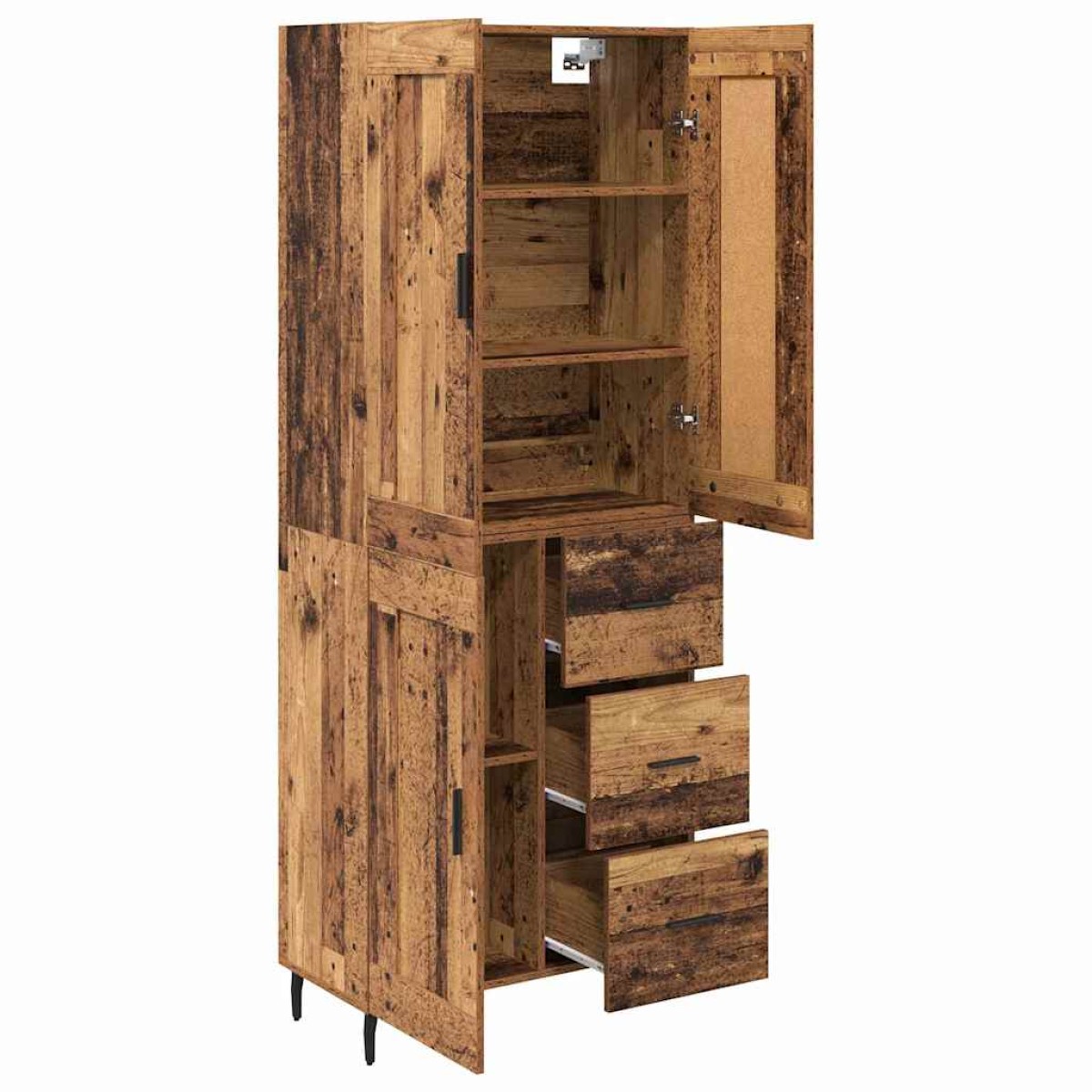 vidaXL Highboard 2 τμχ. Παλιό ξύλο 69,5 x 34 x 180 εκ.