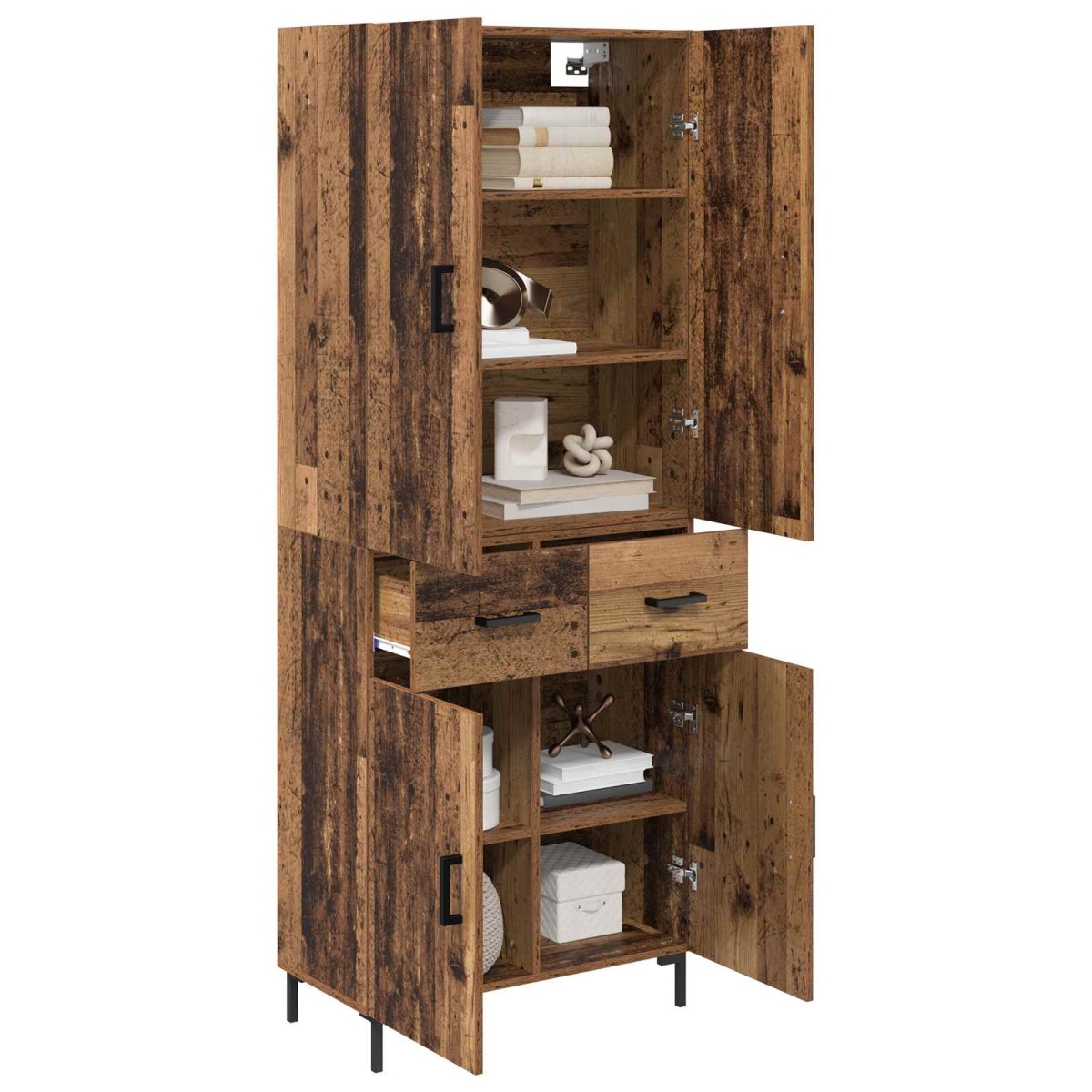 vidaXL Highboard Παλιό Ξύλο 69,5 x 34 x 180 εκ. Επεξεργασμένο Ξύλο