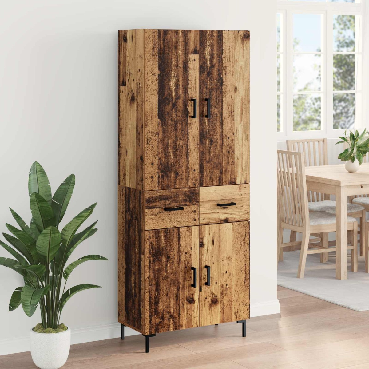 vidaXL Highboard Παλιό Ξύλο 69,5 x 34 x 180 εκ. Επεξεργασμένο Ξύλο