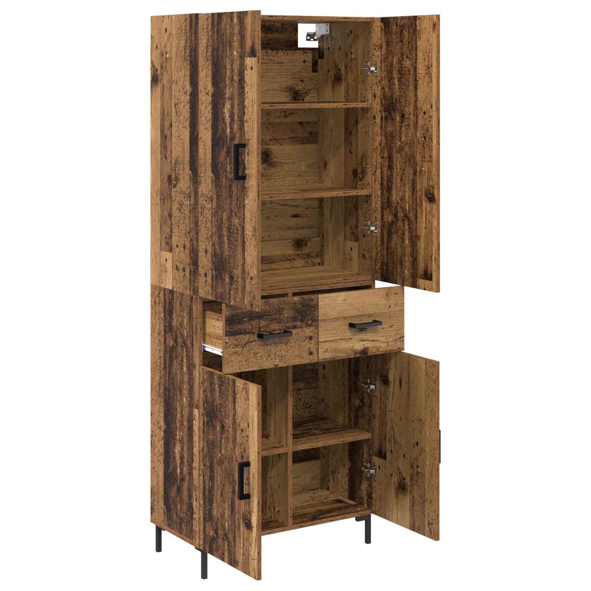 vidaXL Highboard Παλιό Ξύλο 69,5 x 34 x 180 εκ. Επεξεργασμένο Ξύλο