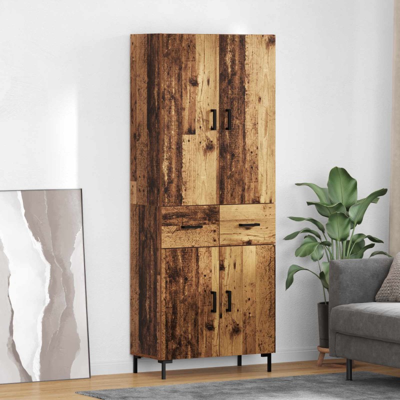 vidaXL Highboard Παλιό Ξύλο 69,5 x 34 x 180 εκ. Επεξεργασμένο Ξύλο