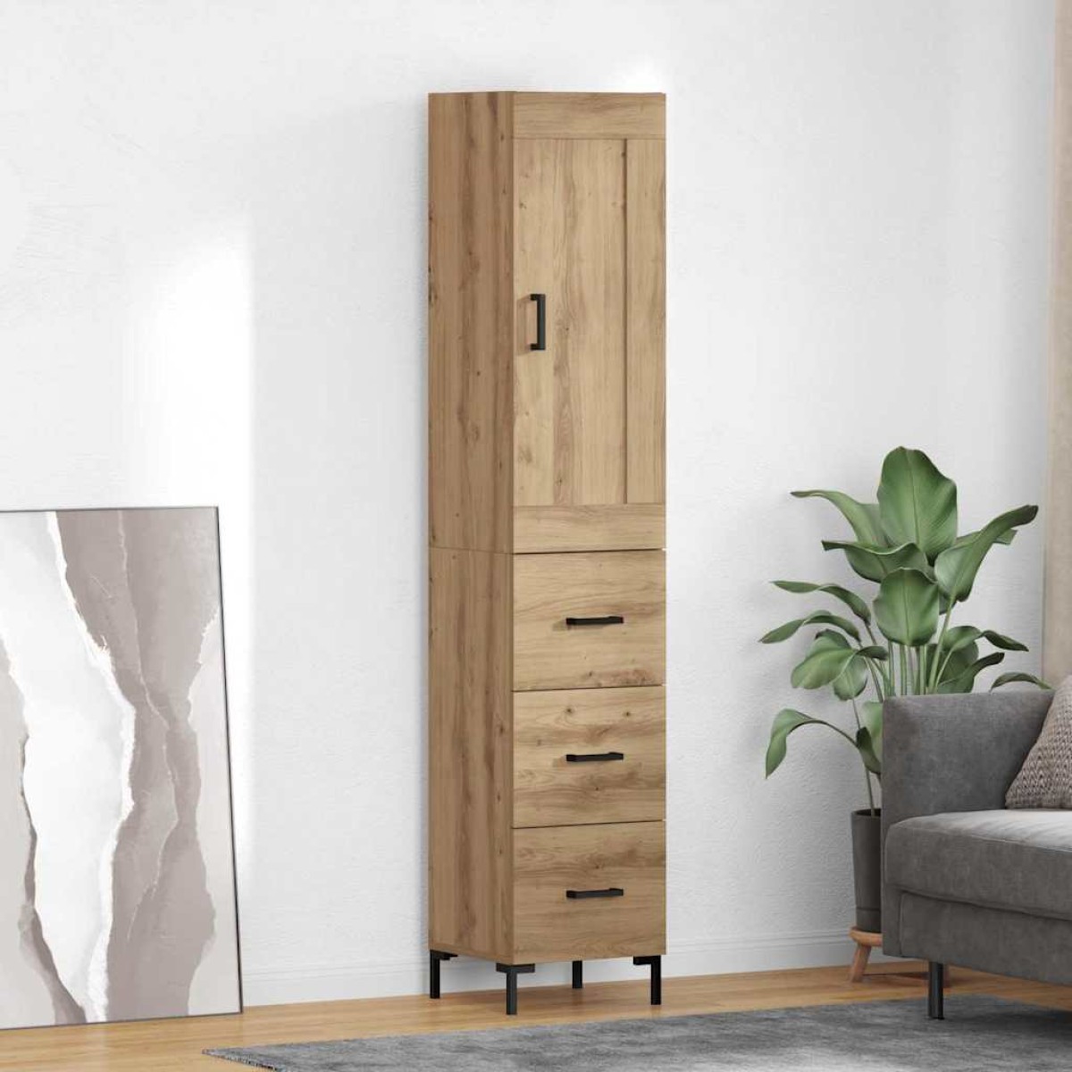 vidaXL Highboard Artisan Oak 34,5 x 34 x 180 εκ. Επεξεργασμένο Ξύλο