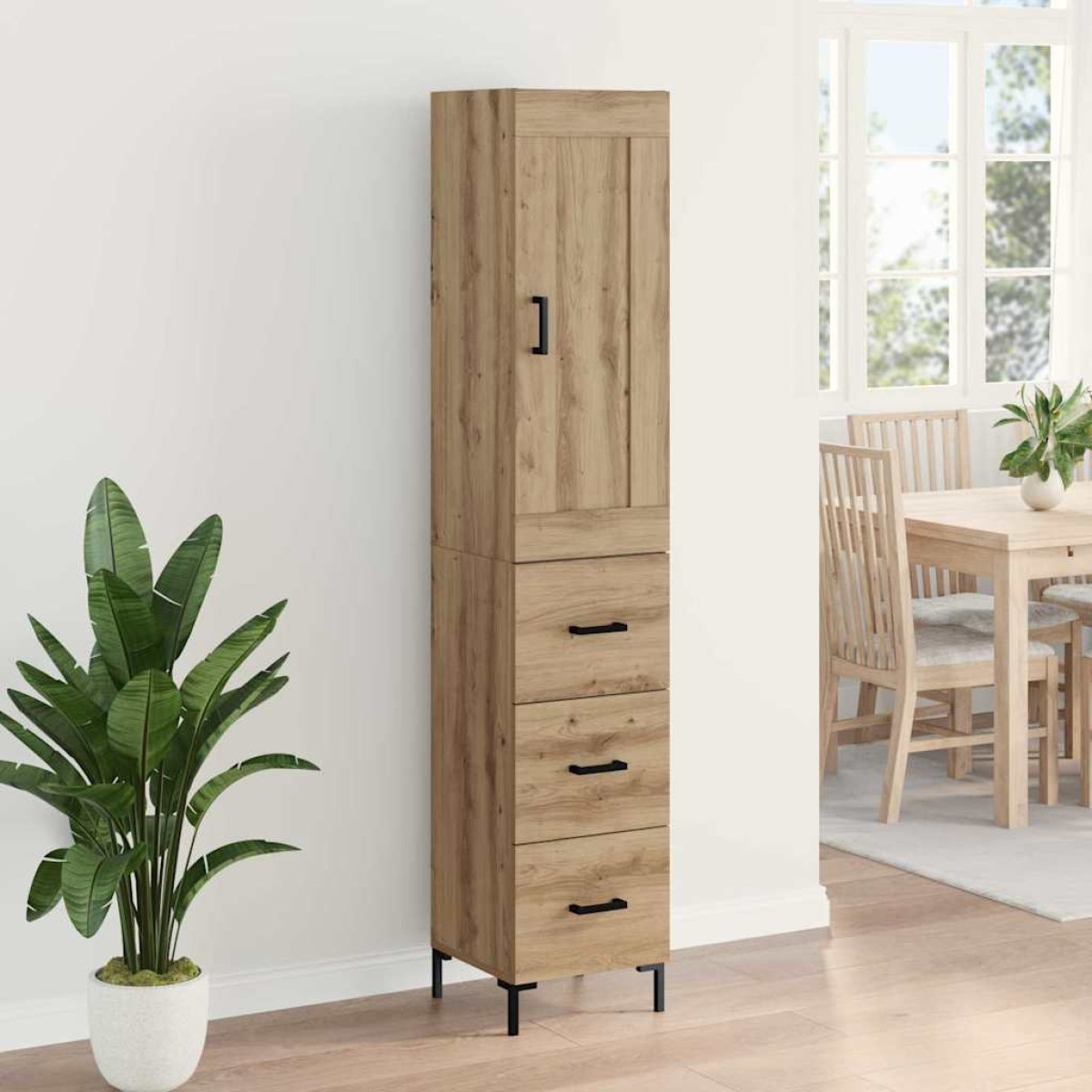 vidaXL Highboard Artisan Oak 34,5 x 34 x 180 εκ. Επεξεργασμένο Ξύλο