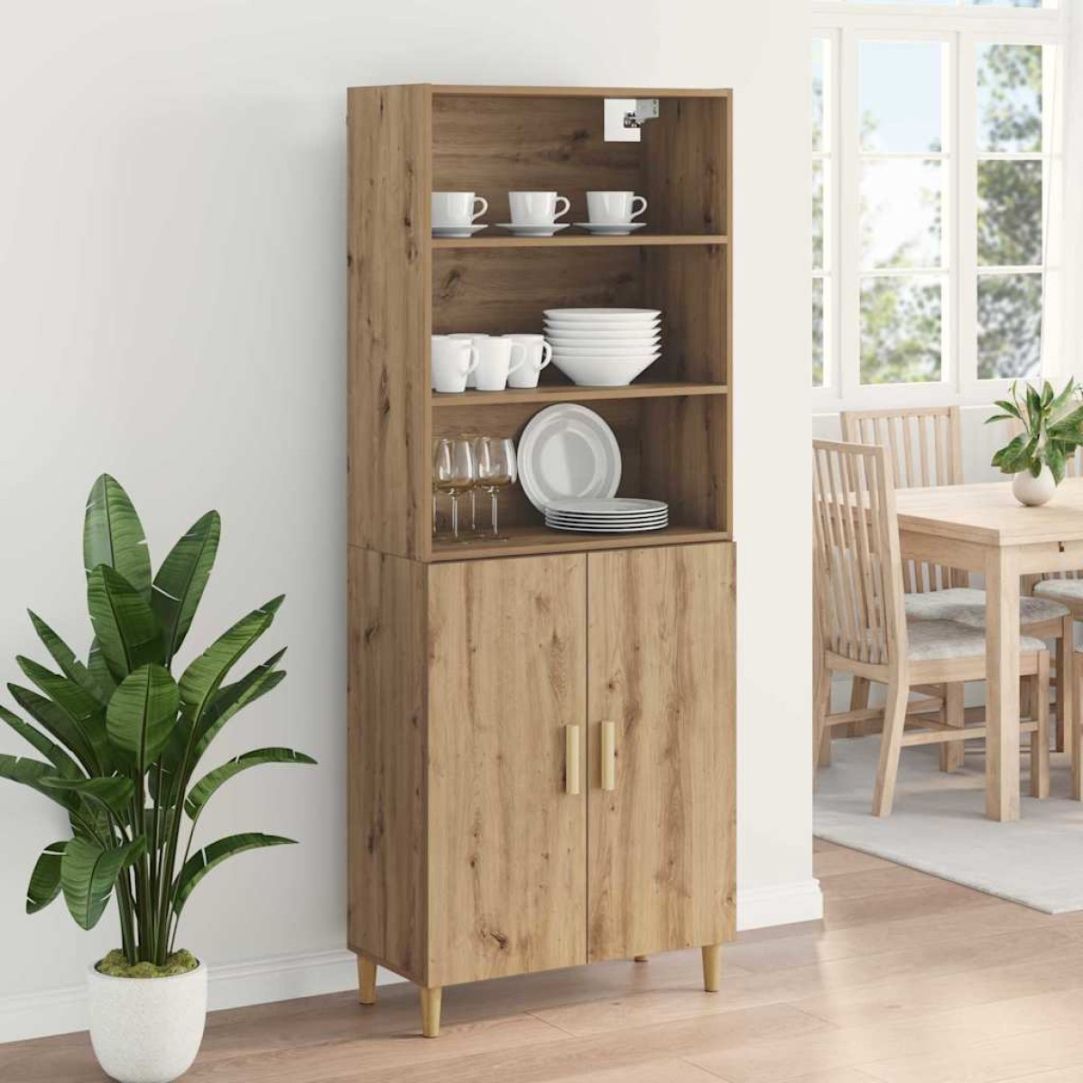 vidaXL Highboard Artisan Oak 69,5 x 32,5 x 180 εκ Επεξεργασμένο Ξύλο