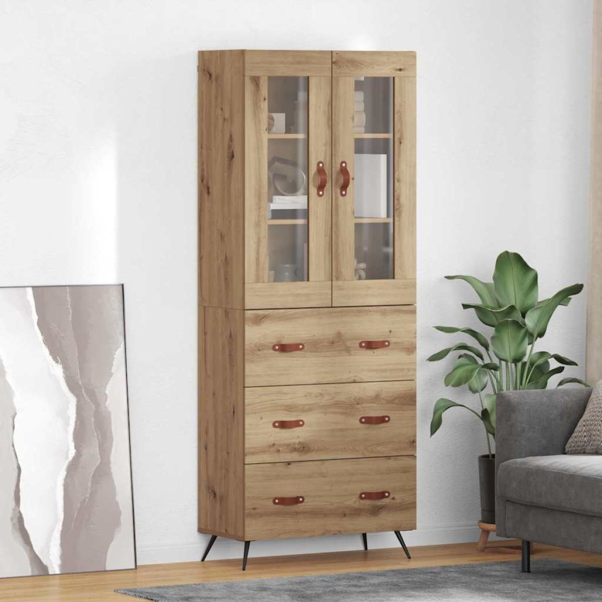 vidaXL Υψηλός Ντουλάπι με Ράφι 2 τμχ. Artisan Oak 69,5 x 34 x 180 εκ.
